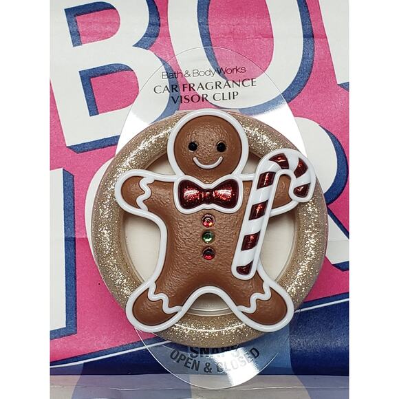 BBW Ginger Bread Man Candy Cane Visor Clip Car Fragrance Holder Scent Decor - Picture 1 of 1